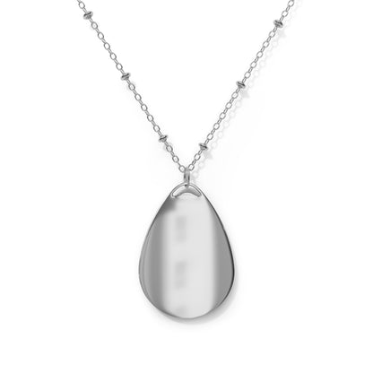 Mystical Landscape Oval Necklace - Elegant Silver Pendant Jewelry